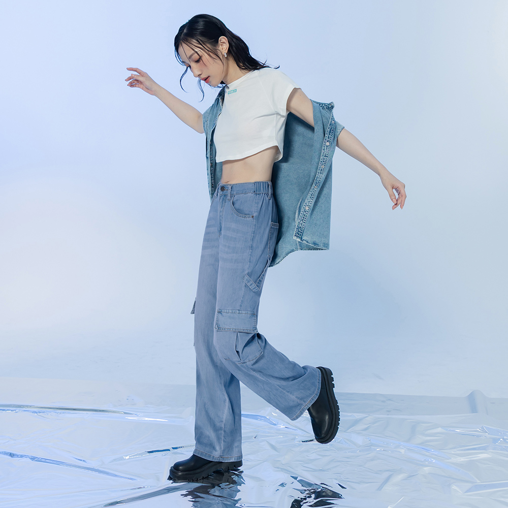 OB 涼感．冰絲輕量復古貓鬚工裝口袋牛仔褲 OBBA8082 SS26