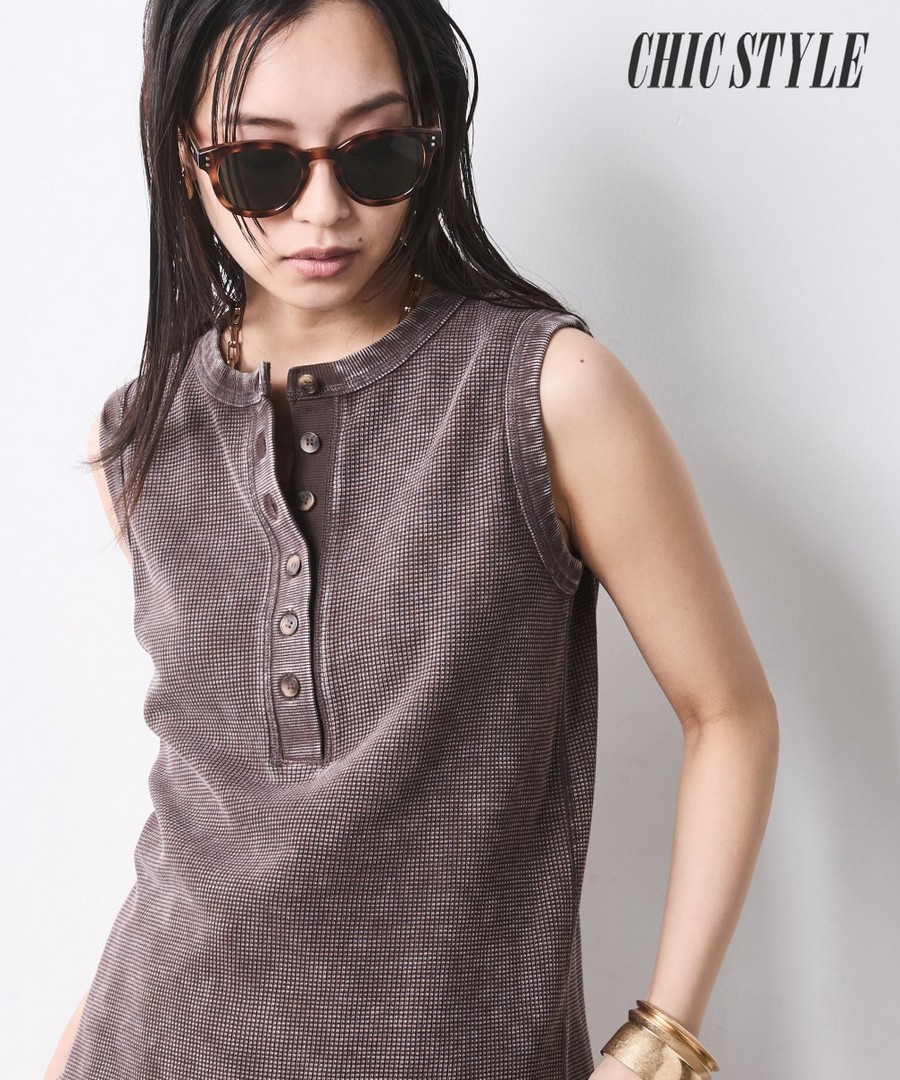 nissen 復古做舊亨利領背心(CHIC STYLE) (日本女裝大尺碼) NSDER0126C0007 SS26