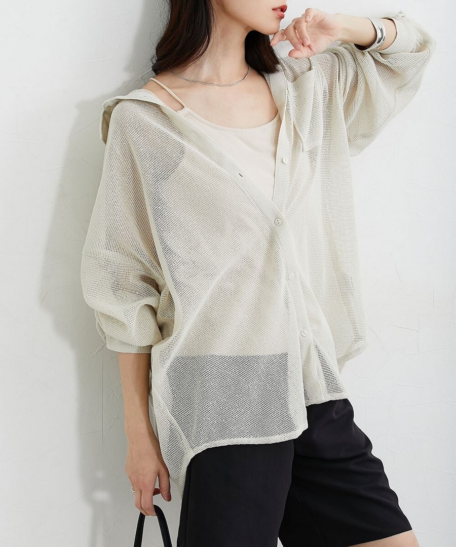 nissen 竹節網眼寬鬆襯衫/外套 (日本女裝) NSBHN0126B0004 SS26