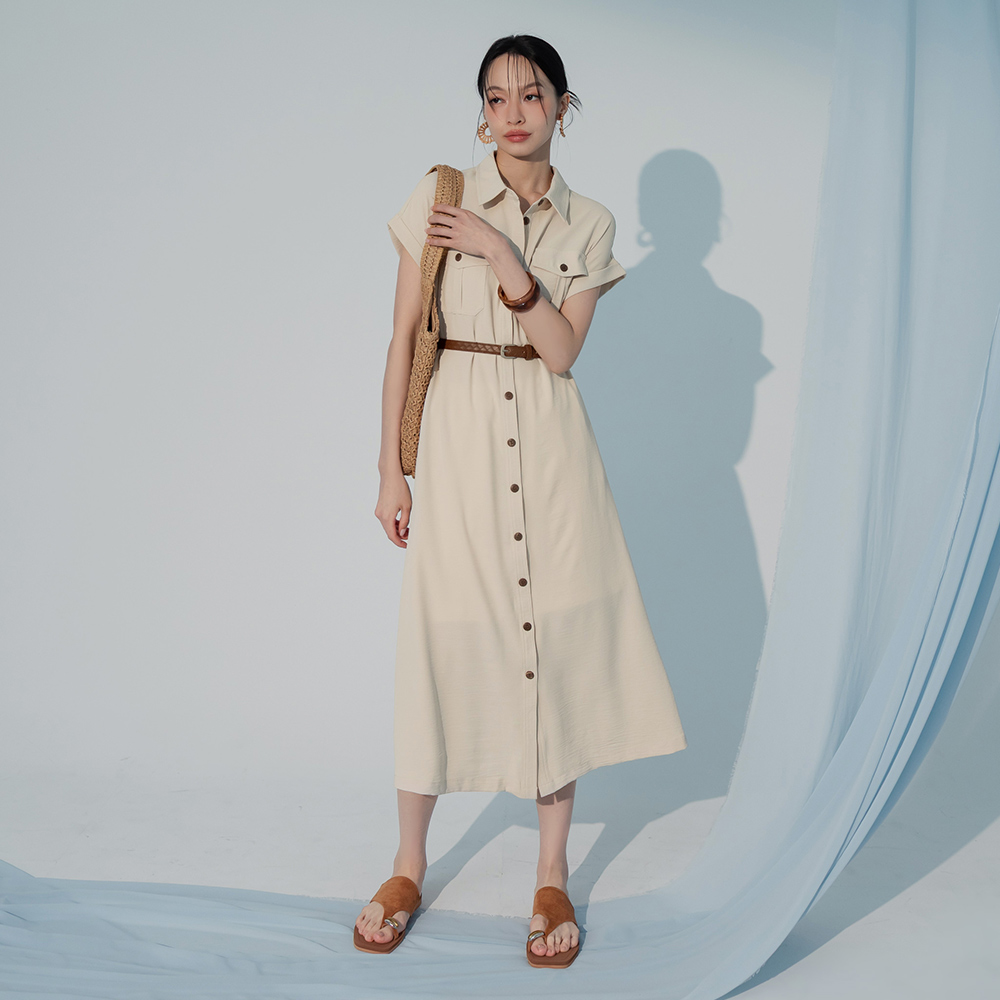 OB 透涼肌理休閒排釦外套/連身裙 OBDA10721 SS26
