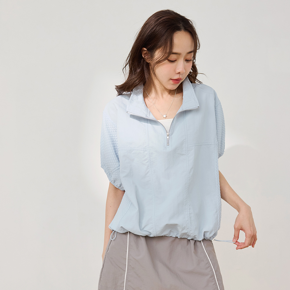 OB 涼感．抗UV異材質拼接冰河系防曬上衣 OBAB21353 SS26