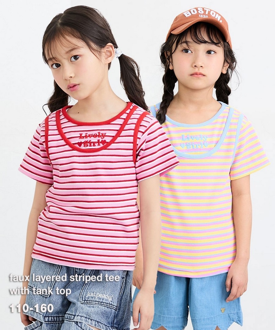 Nissen 拼接背心條紋Tee(女孩，青少年) (日本童裝) NSBKE0126B0018 SS26
