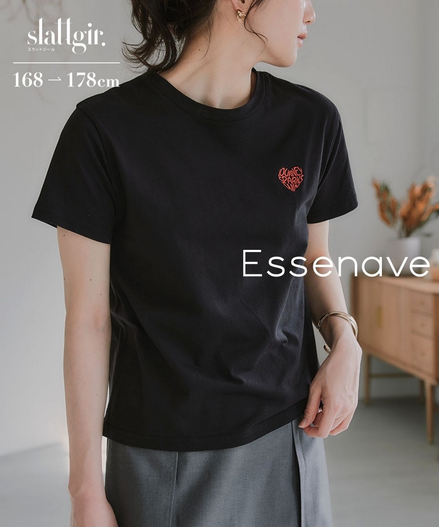 nissen [高挑尺寸]100%棉愛心亮蔥刺繡Tee(Essenave) (日本女裝大尺碼) NSCIH0426B0087 SS26