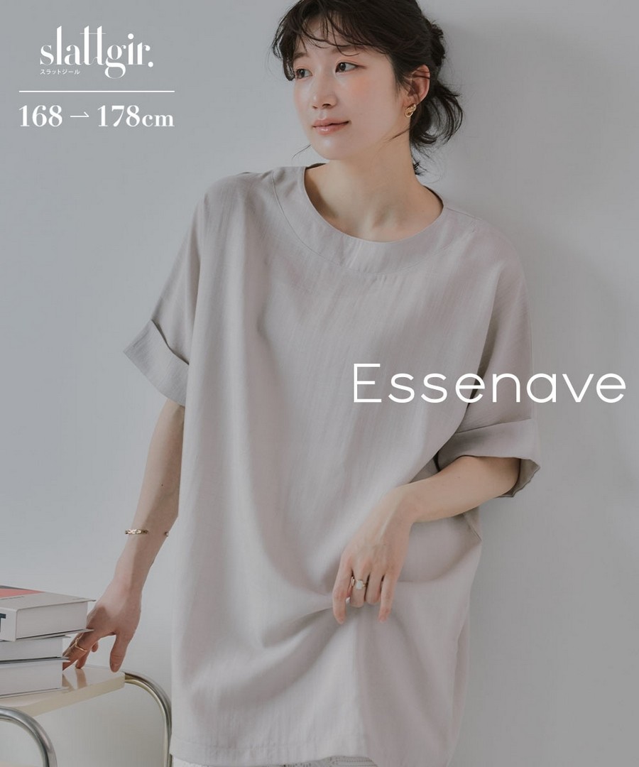 nissen [高挑尺寸]背部綁結設計長版襯衫(Essenave) (日本女裝大尺碼) NSDGM0126B0005 SS26