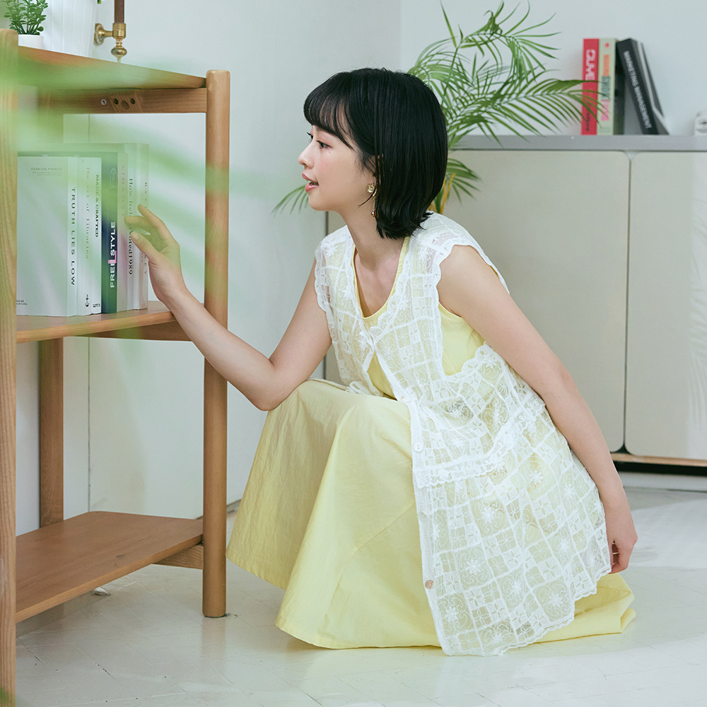 OB 日系透肌感蕾絲開襟外罩背心 OBAB21431 SS26