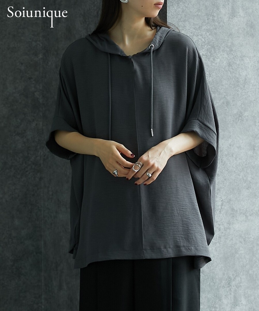 nissen 蝙蝠袖寬鬆連帽上衣(涼感，吸濕速乾，防UV)(Soiunique) (日本女裝) NSBKX1226B0004 SS26