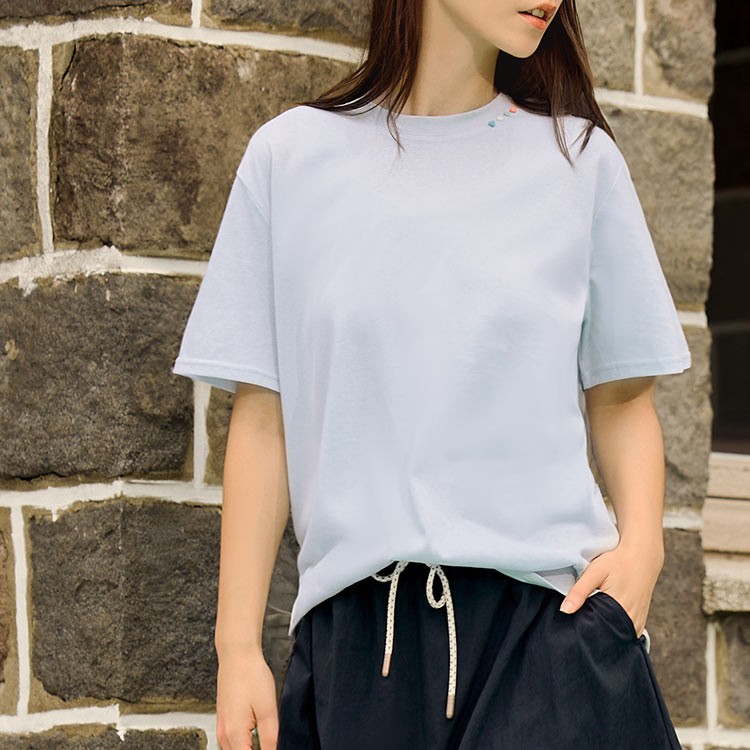OB 棉質造型領後刺繡短袖上衣 OBHA0228 SS26