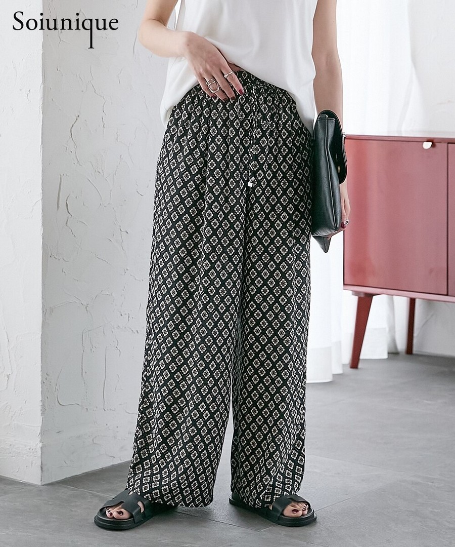 nissen 接觸冷感滿版圖案寬褲(Soiunique) (日本女裝大尺碼) NSBOY0426B0017 SS26