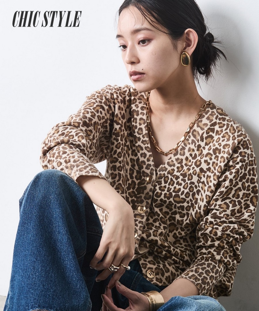 nissen 豹紋印花V領針織開襟外套(CHIC STYLE) (日本女裝大尺碼) NSAWD0126C0003 SS26