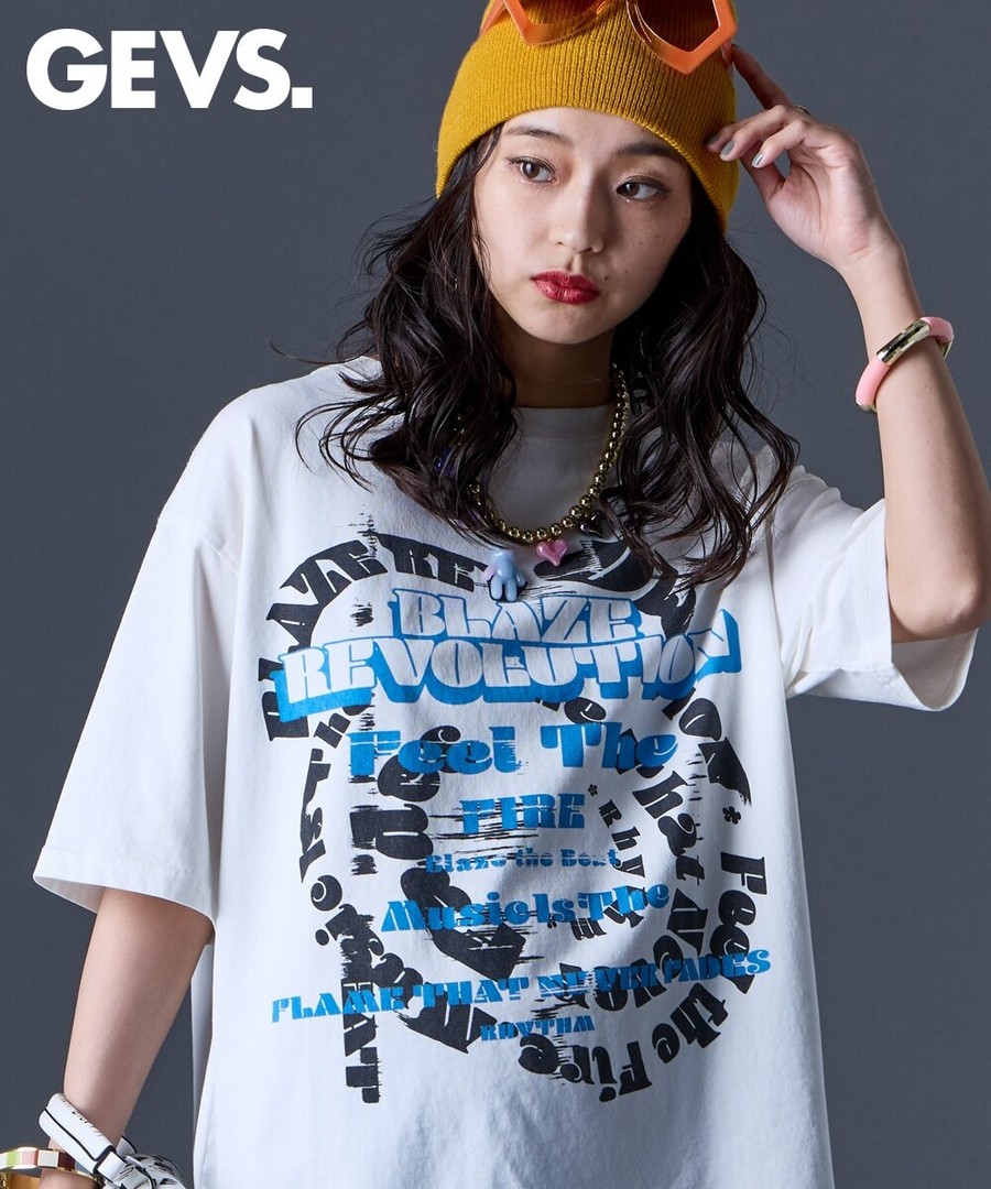 nissen 100%棉顏料染色加工大LOGO印花Tee(GEVS.) (日本女裝大尺碼) NSDER0126C0015 SS26