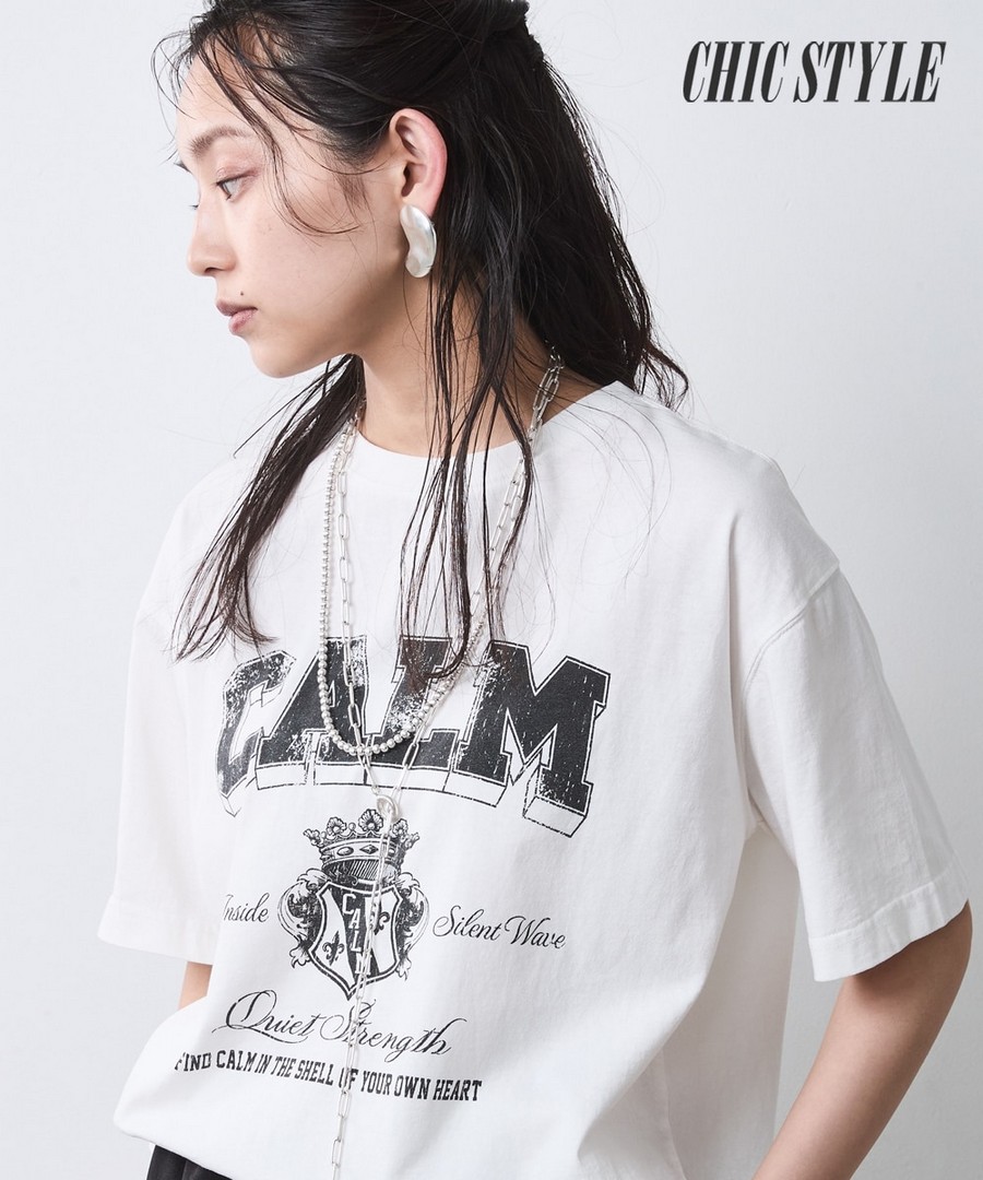 nissen 100%棉顏料染色加工LOGO印花Tee(CHIC STYLE) (日本女裝大尺碼) NSDER0126C0011 SS26