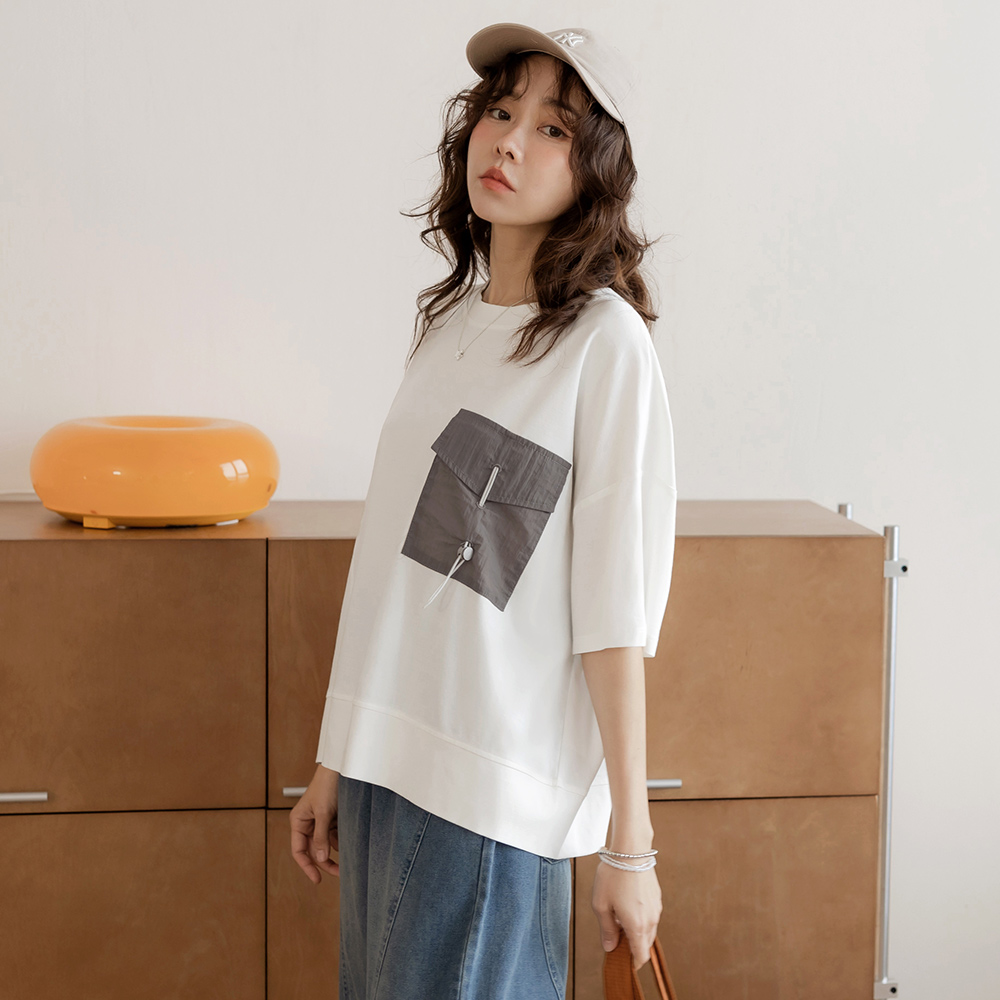 OB 涼感．冰絲防曬造型口袋短袖上衣 OBAB21519 SS26
