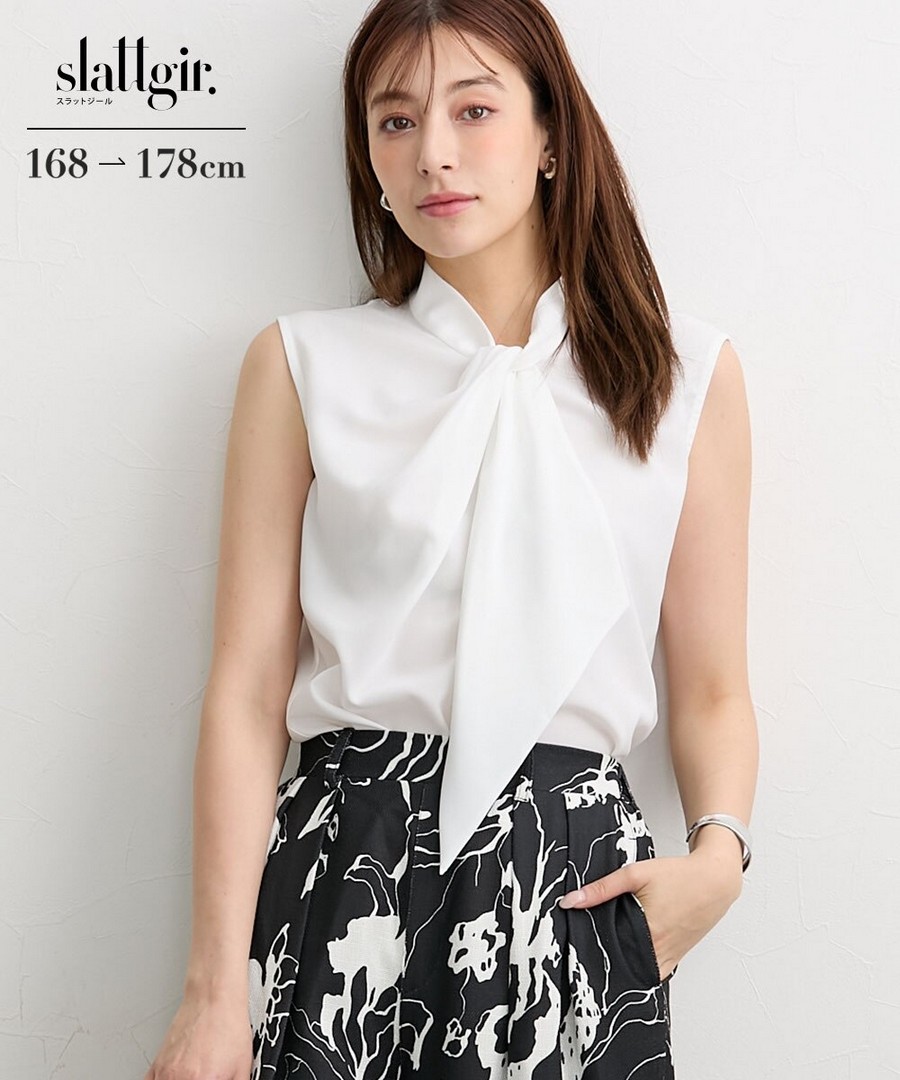 nissen [高挑尺寸]綁帶設計無袖襯衫 (日本女裝大尺碼) NSBNC0426B0028 SS26