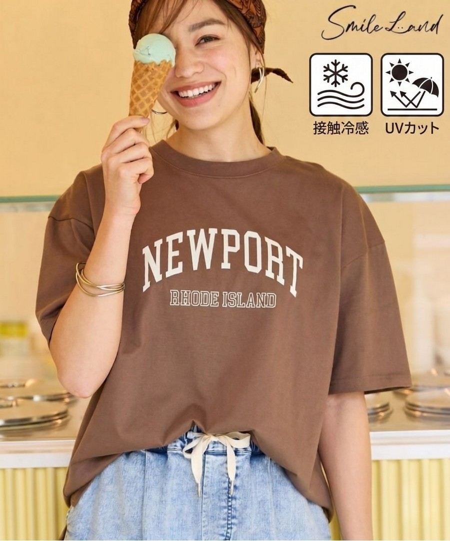 nissen 100%純棉寬鬆印花短袖Tee(接觸冷感，防紫外線) (日本女裝大尺碼) NSAKR0225B0018 SS26