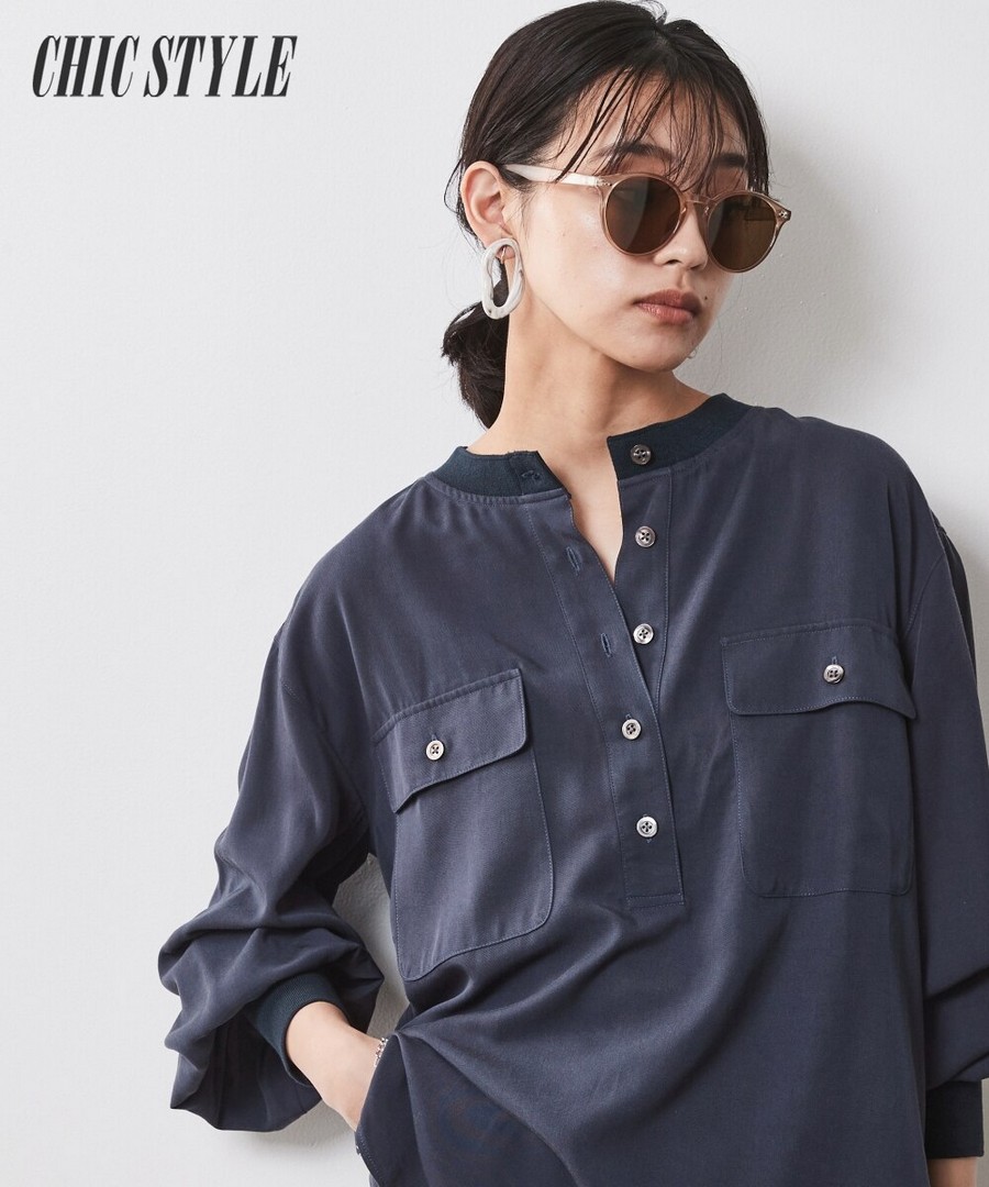 nissen 羅紋領襯衫(CHIC STYLE) (日本女裝大尺碼) NSAMR0124B0027 SS26
